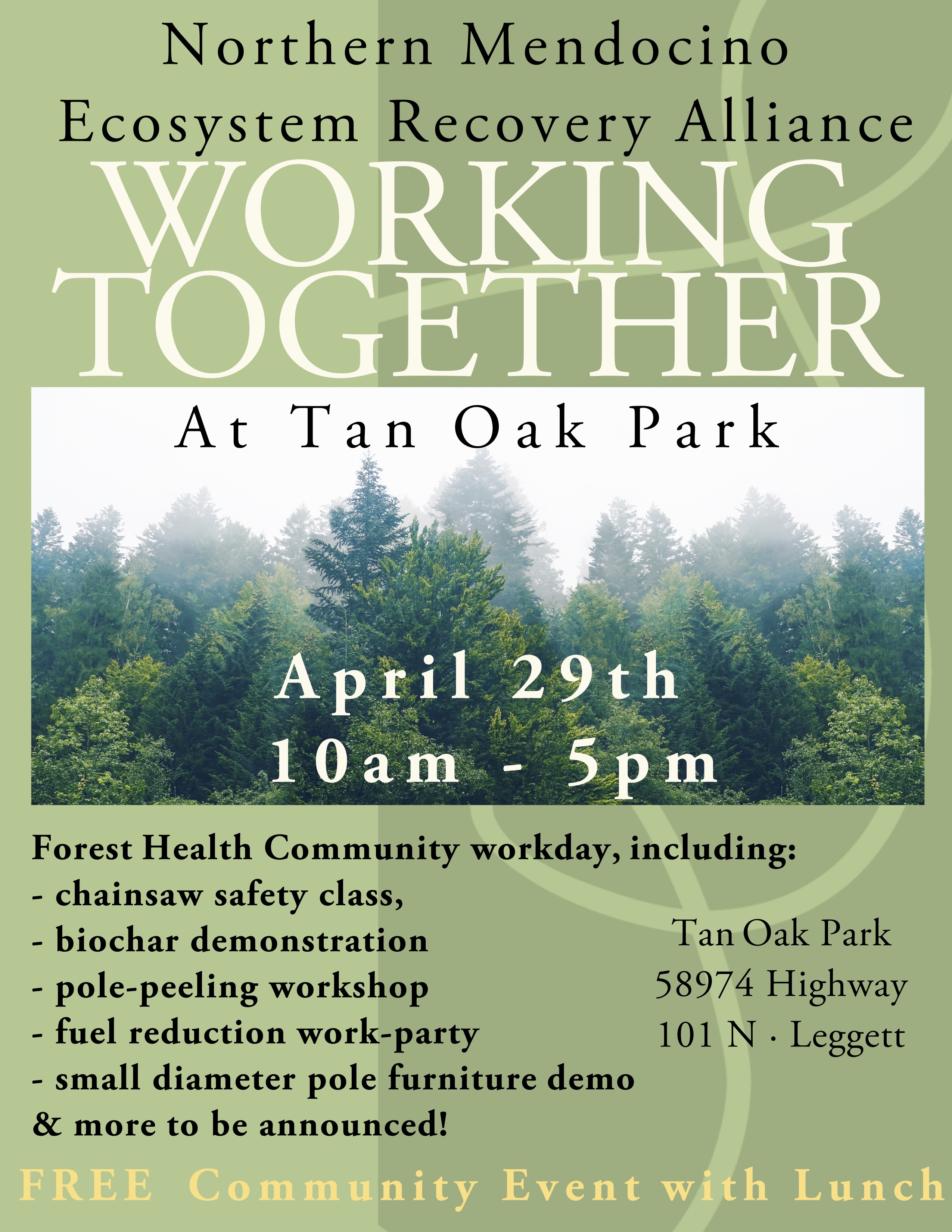 Working Together at Tan Oak Park Event